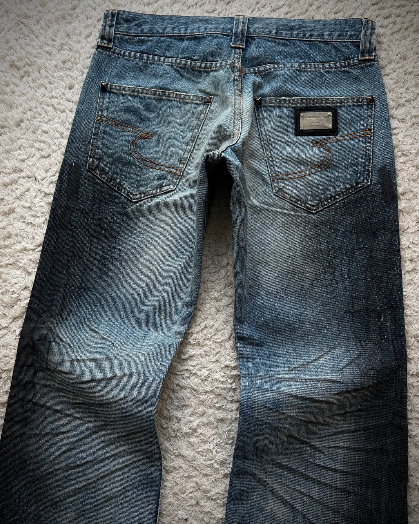 Semantic Design Crocodile Clawmarks Flared Jeans