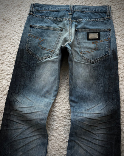 Semantic Design Crocodile Clawmarks Flared Jeans