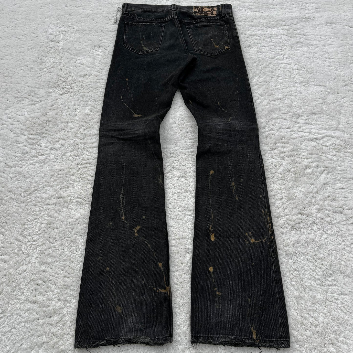 Shellac Pierced Studded Distressed Chain Bootcut Jeans