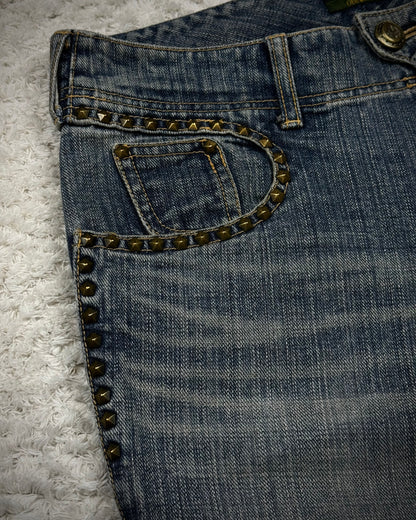 Obelisk Star Studded Vintage Flared Jeans