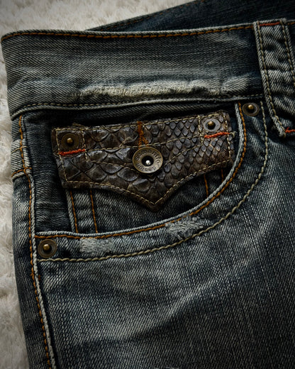 Semantic Design Python Detailed Spiral Flared Jeans