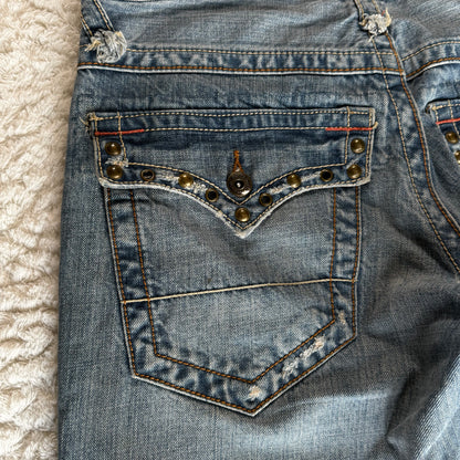 Semantic Design Studded Pockets Spiral Bootcut Jeans