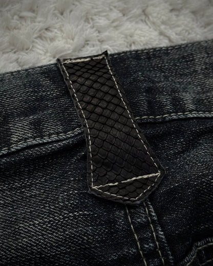 Tornado Mart Python Detailed Mud Claw Marks Washed Flared Jeans