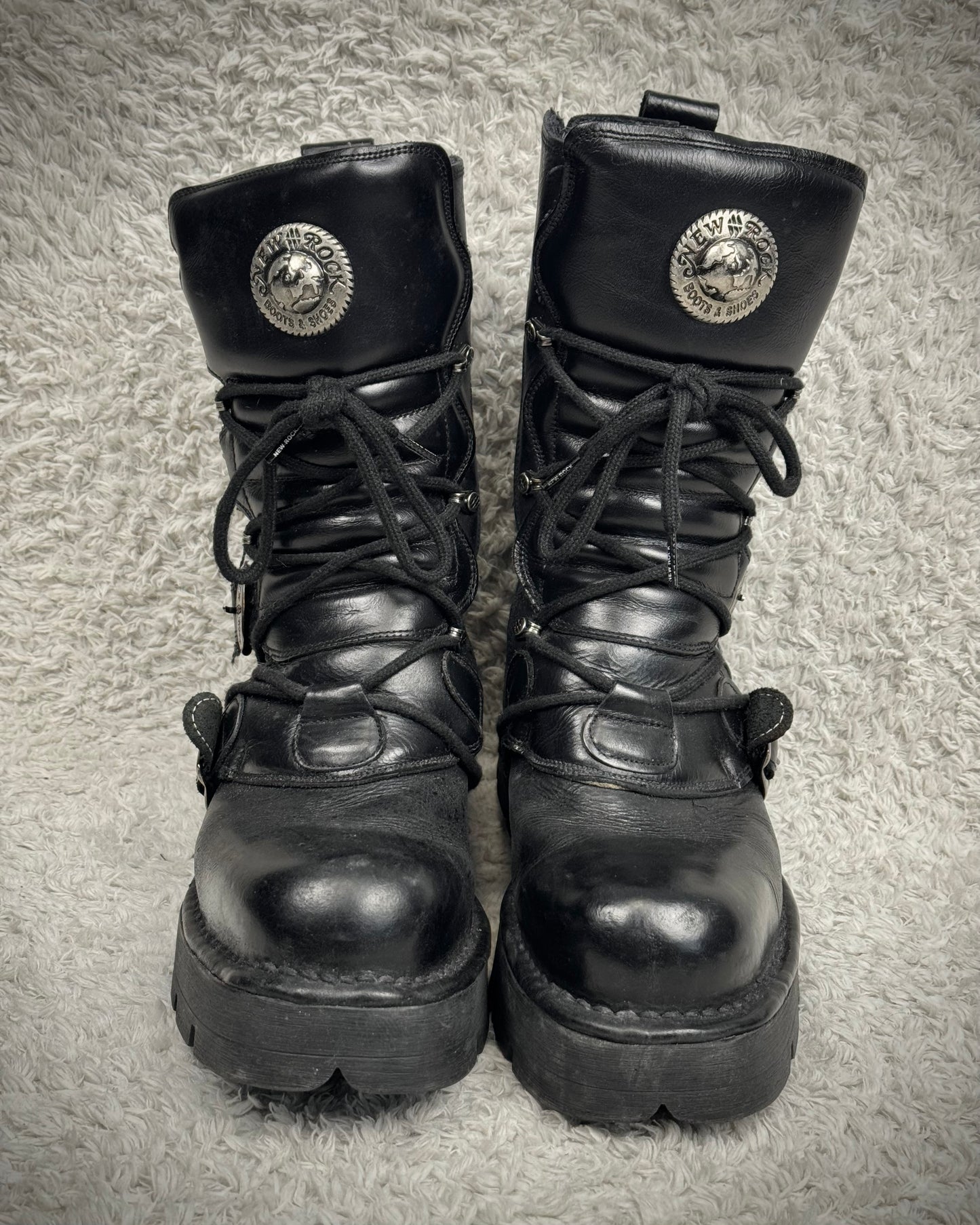 New Rock Steel Heel Leather Boots