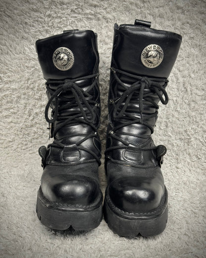 New Rock Steel Heel Leather Boots