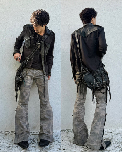 5351 Pour Les Hommes Python Leather Patchwork Jacket