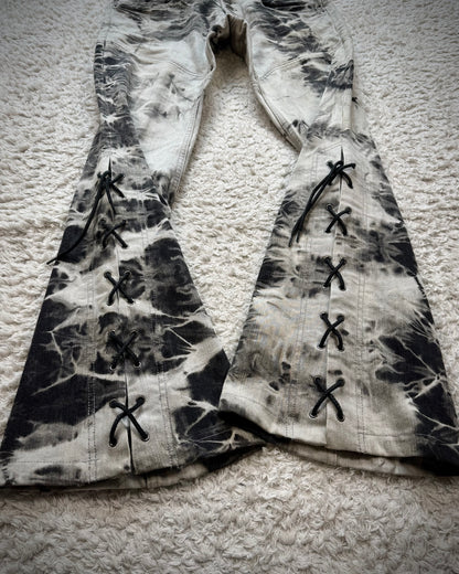 Tornado Mart Smoke Washed Lace Up Flared Jeans
