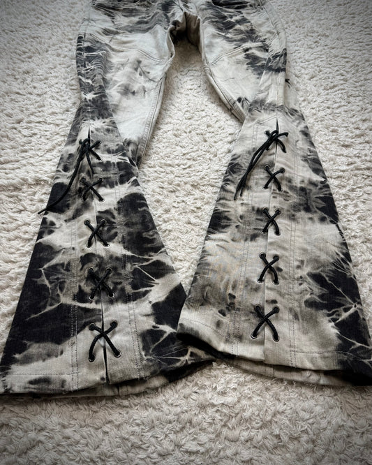 Tornado Mart Smoke Washed Lace Up Flared Jeans