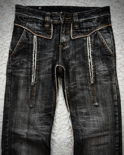Semantic Design Slashed Whisker Washed Flared Jeans
