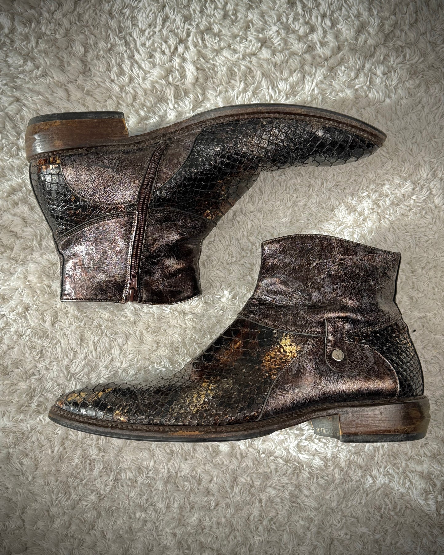 Mirage Gold Luster Python Boots