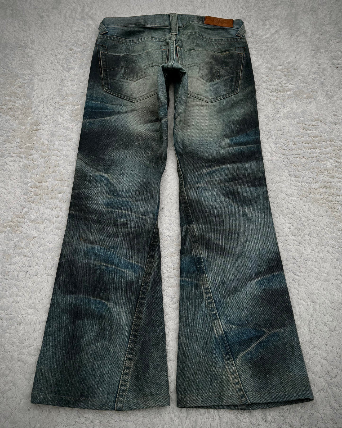 Tornado Mart Mud Washed Spiral Flared Jeans