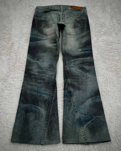 Tornado Mart Mud Washed Spiral Flared Jeans
