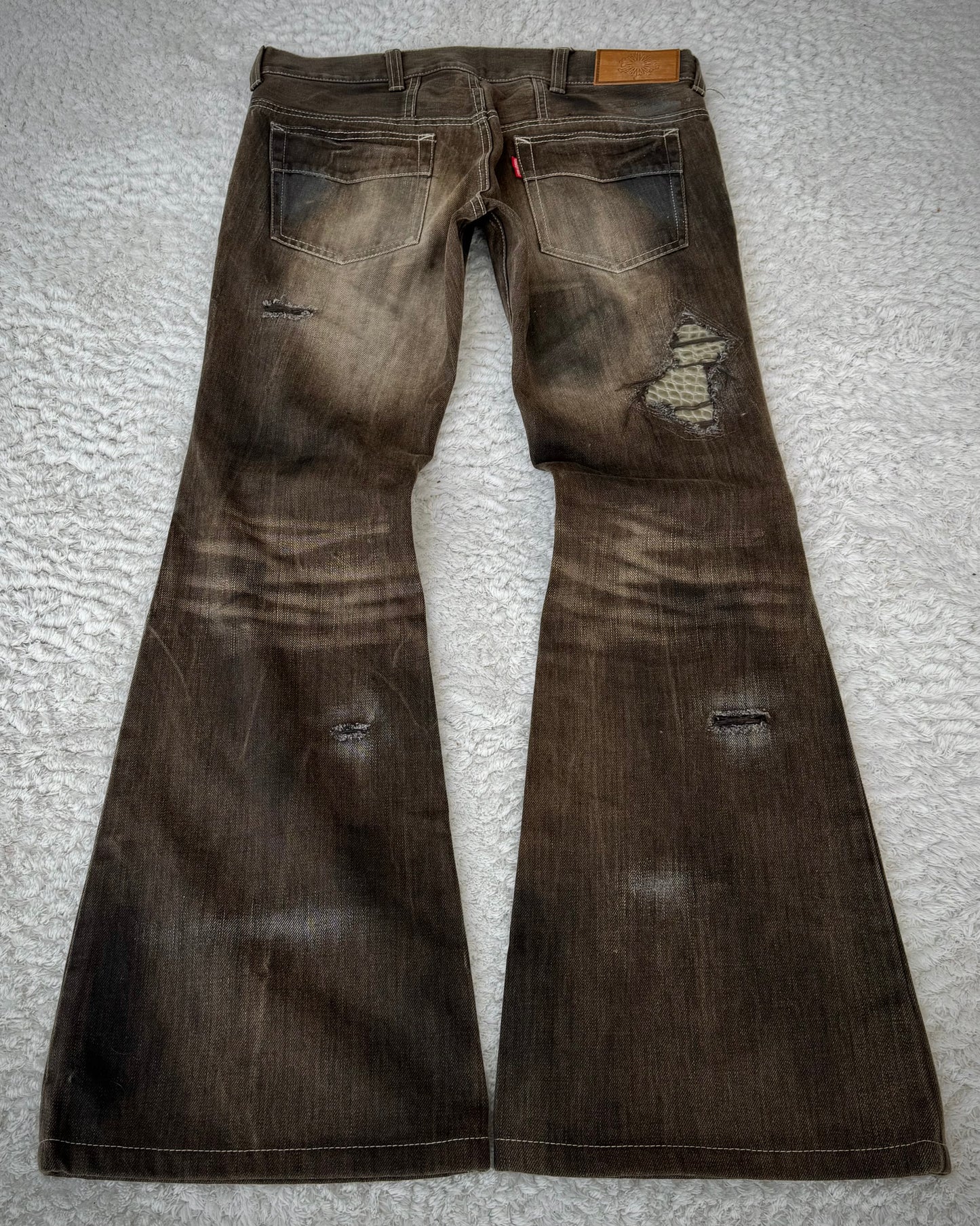 Tornado Mart Croc Repaired Flared Jeans