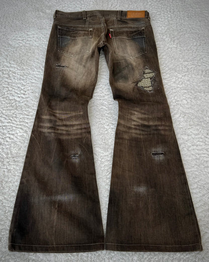 Tornado Mart Croc Repaired Flared Jeans