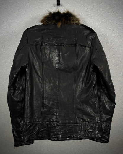 Shellac Fur Collar Leather Jacket