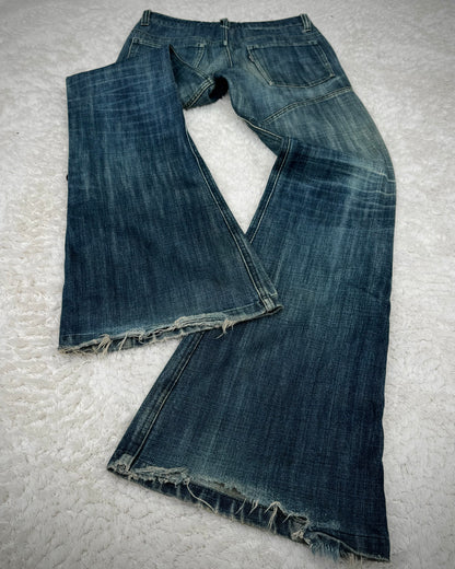 Tornado Mart Vintage Mud Washed Lace Up Flared Jeans