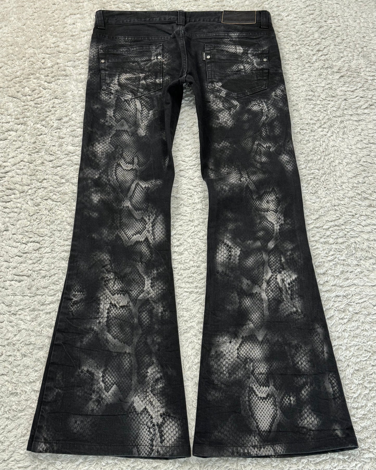 Tornado Mart Python Pattern Flared Jeans