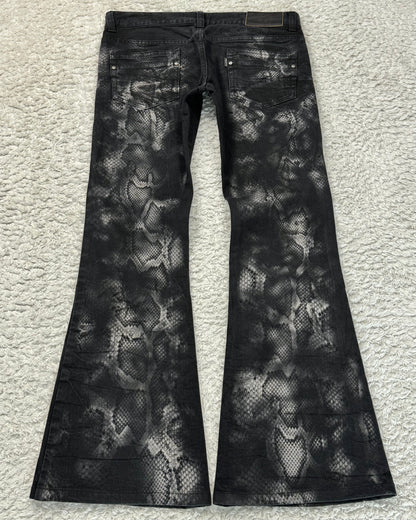 Tornado Mart Python Pattern Flared Jeans