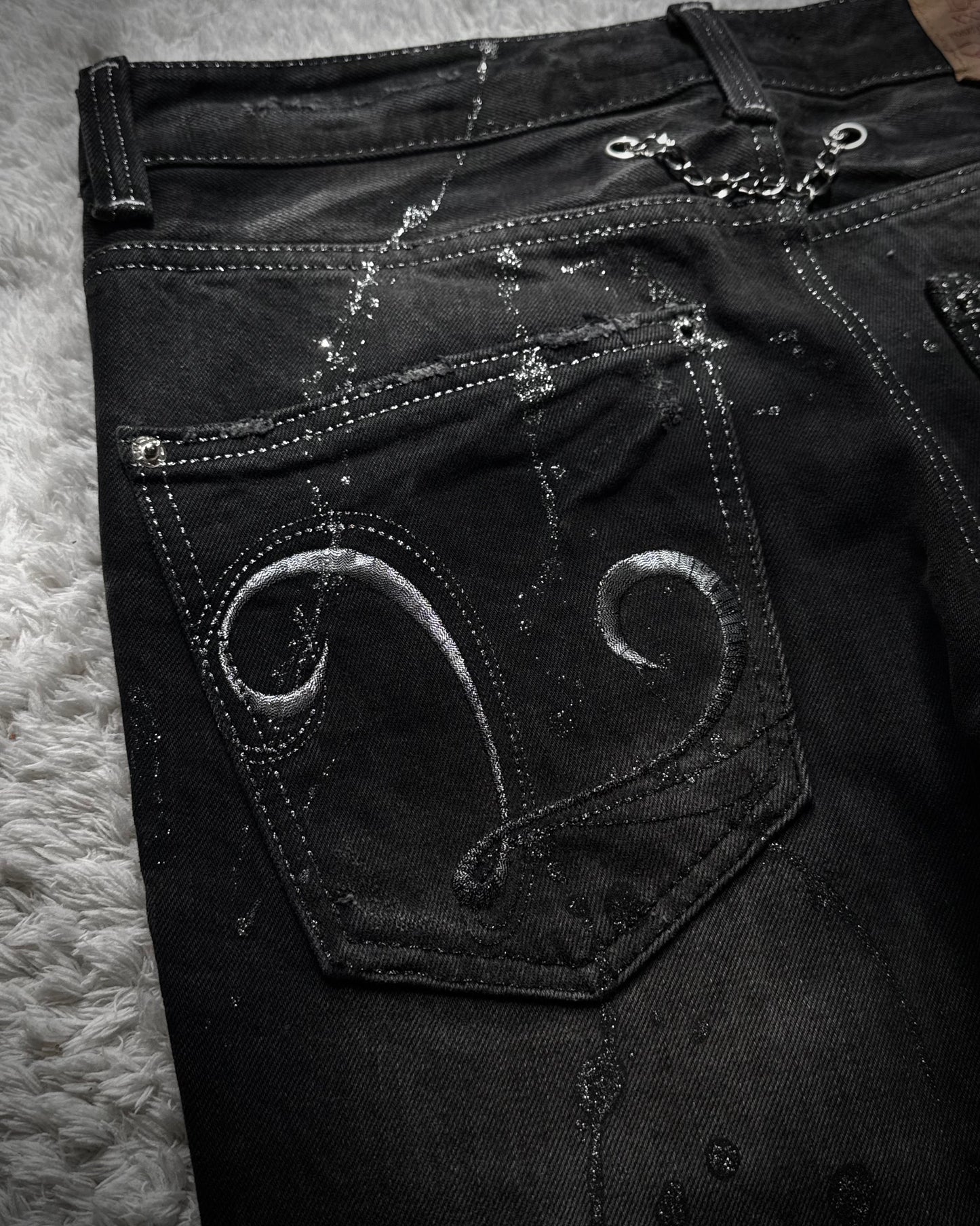 Lagust Silver Splatter Chained Bootcut Jeans