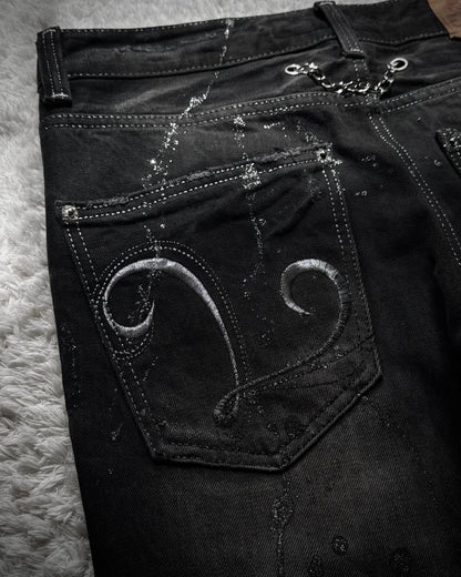 Lagust Silver Splatter Chained Bootcut Jeans