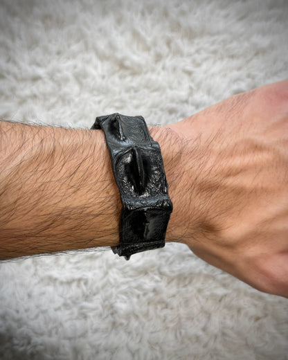 Raw Crocodile Skull Leather Bracelet