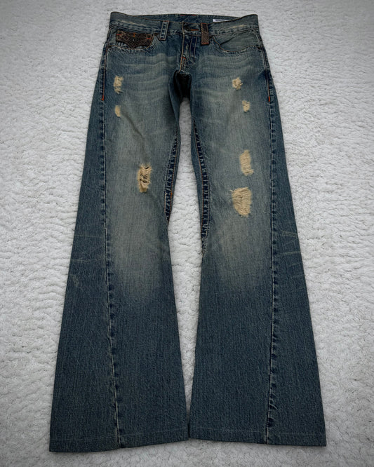 Semantic Design Python Detailed Spiral Bootcut Jeans