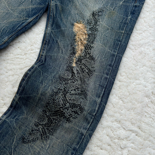 Midas Snakeskin Imprinted Flared Jeans