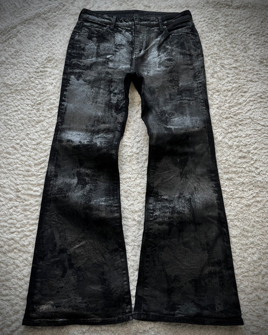 G.U. Heavy Wax Coated Flared Jeans