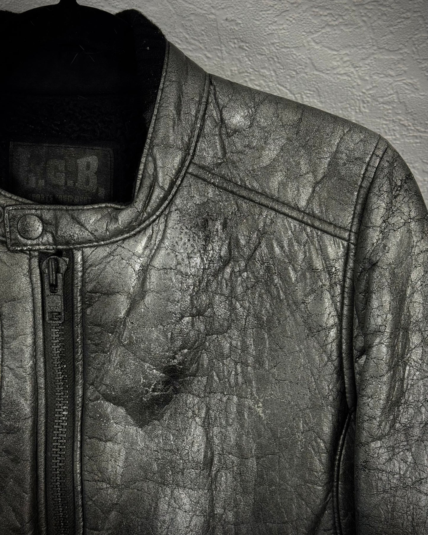 L.G.B. Metallic Deerskin Leather Rider Jacket