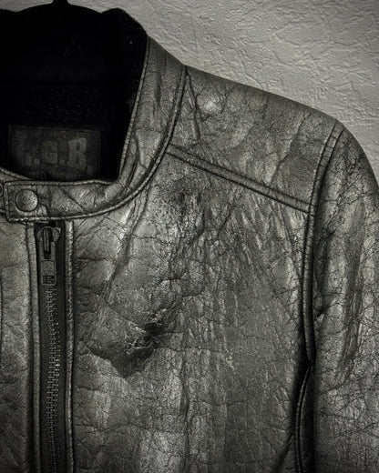 L.G.B. Metallic Deerskin Leather Rider Jacket