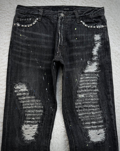 Schlüssel Snakeskin Patches Distressed Bootcut Denim