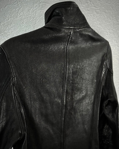 Fuga High Neck Textured Leather Jacket