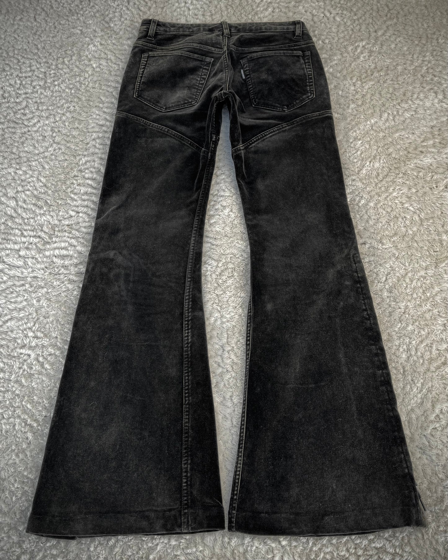 Tornado Mart Black Velour Lace Up Flared Pants