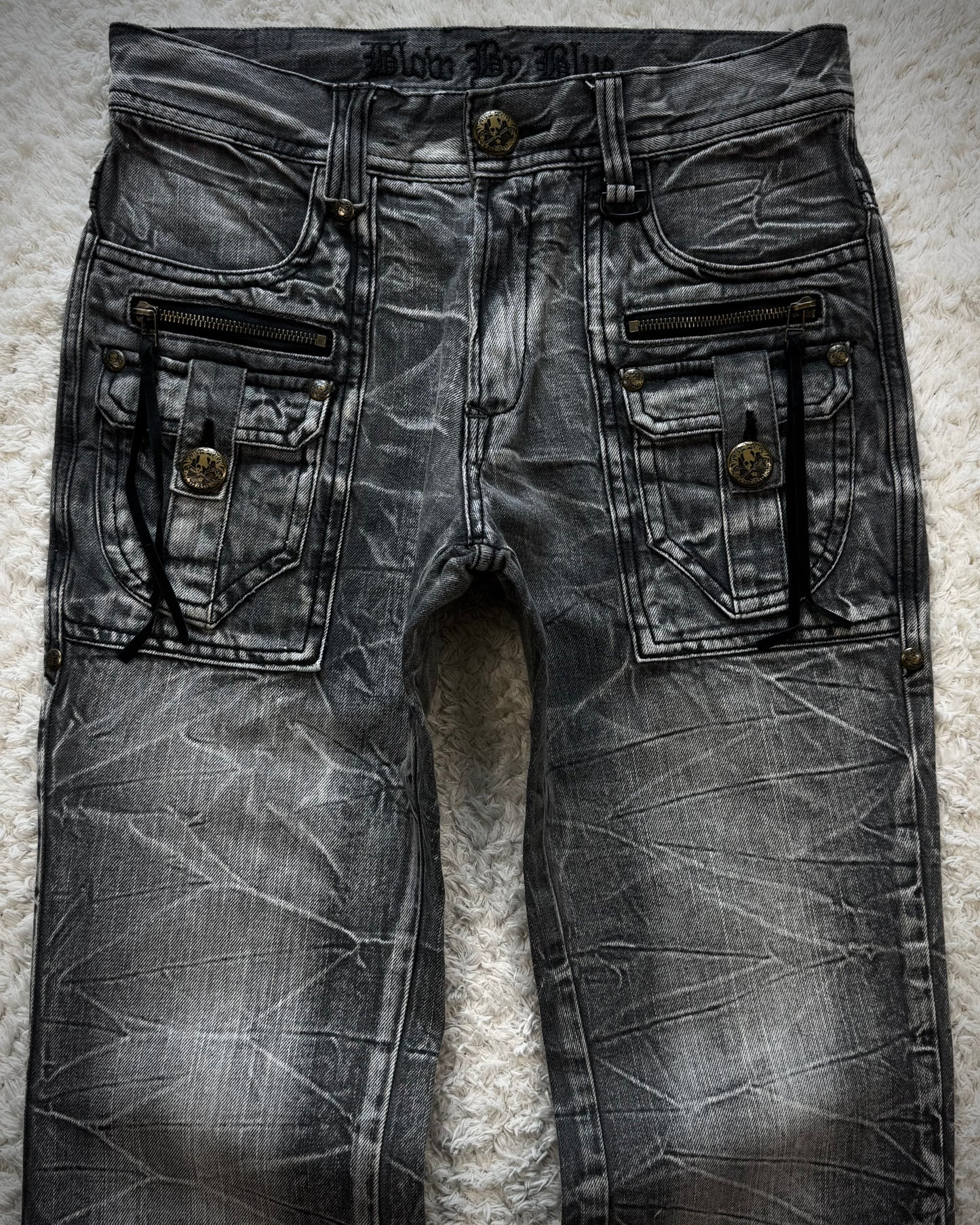 Blow By Blue Honeycomb Washed Bootcut Cargo Denim