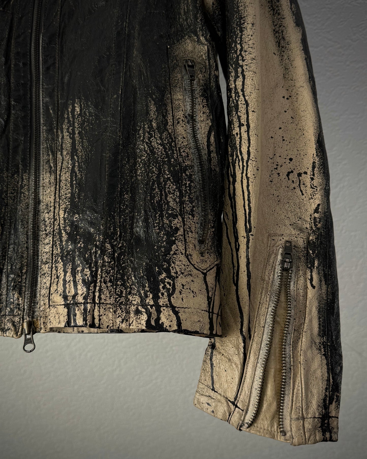 Jack Rose Smear Fade Textured Leather Jacket