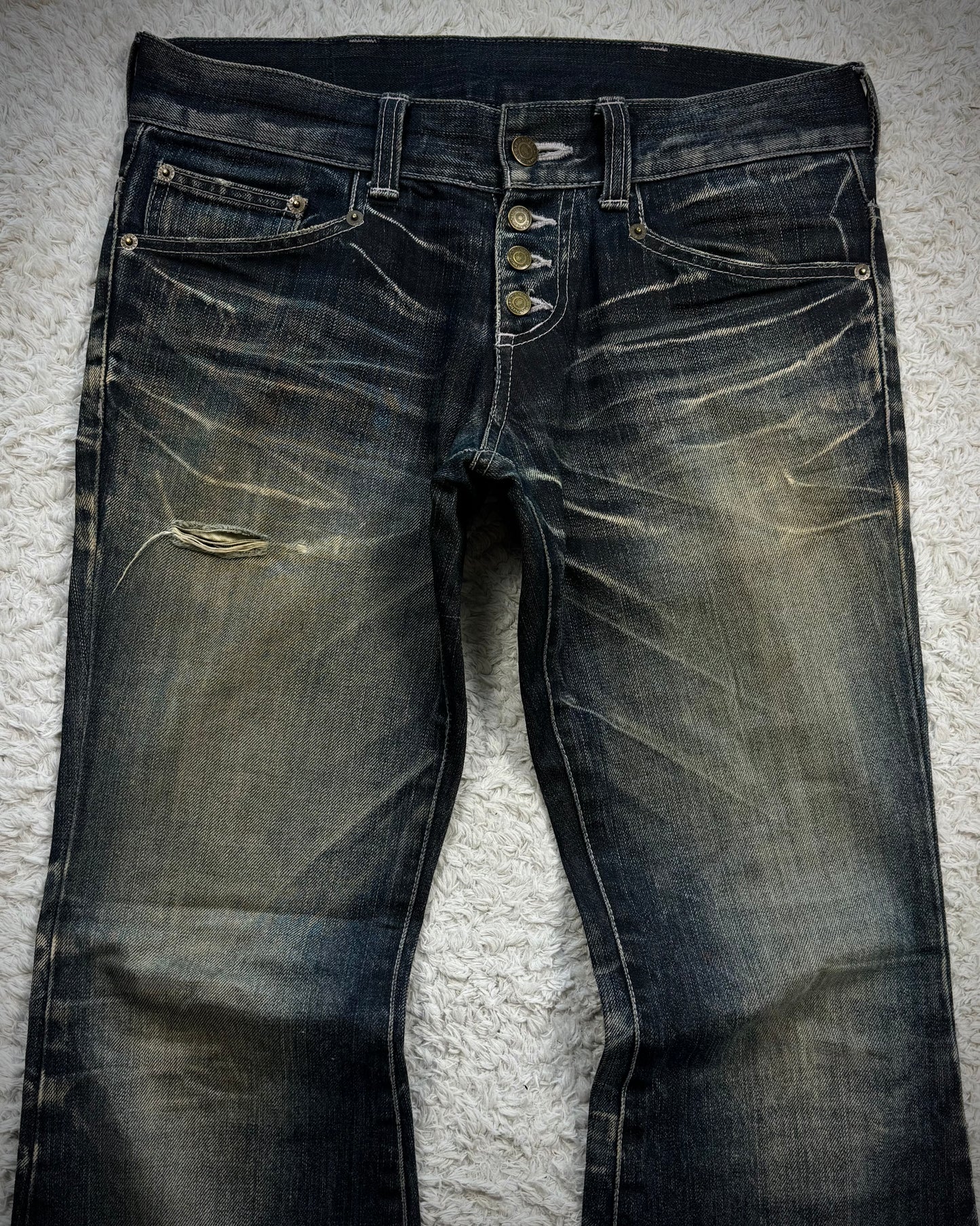 Tornado Mart Whisker Washed Flared Jeans