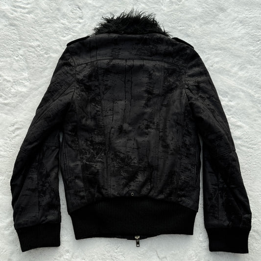 Glad News Cracked Fur Collar Jacket