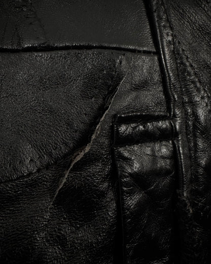 Ville D’Espoir Fur Collar Leather Patchwork Jacket