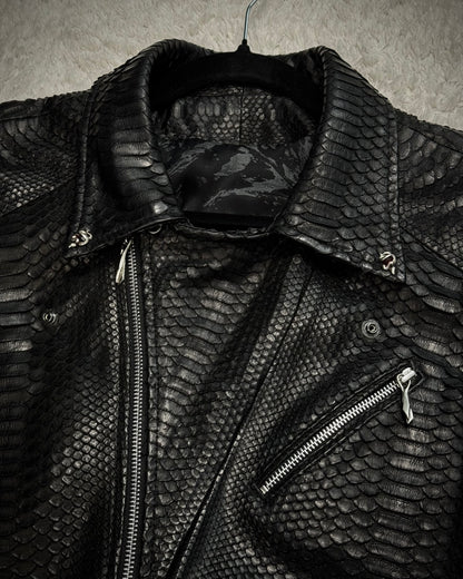 14th Addiction “10 Pythons” Pierced Leather Rider Jacket