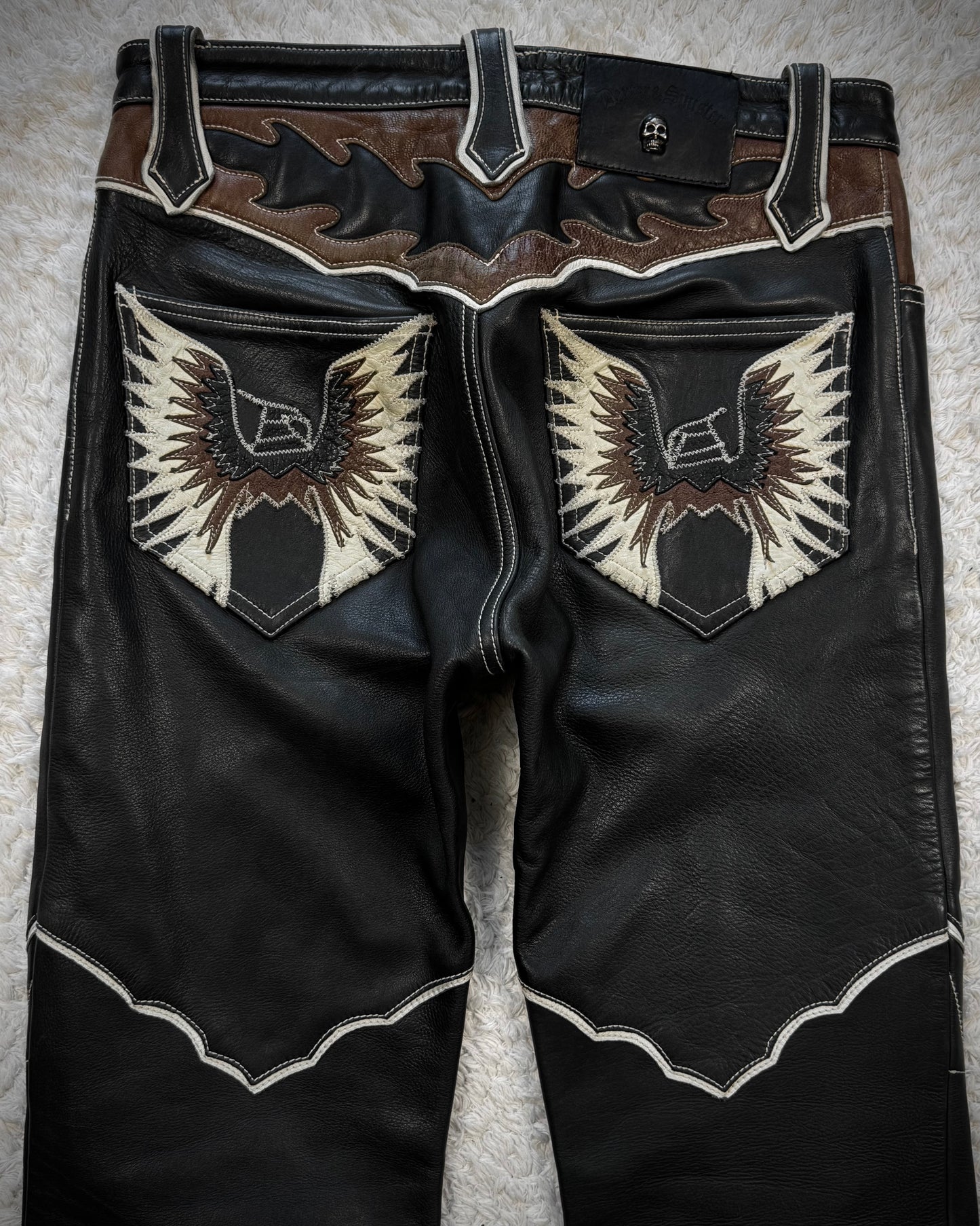 Yasuyuki Ishii Tribe Flared Leather Pants