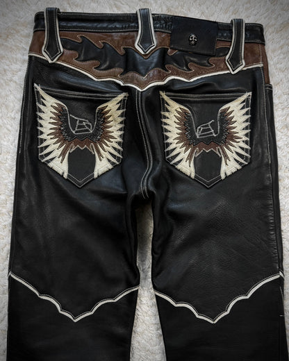 Yasuyuki Ishii Tribe Flared Leather Pants