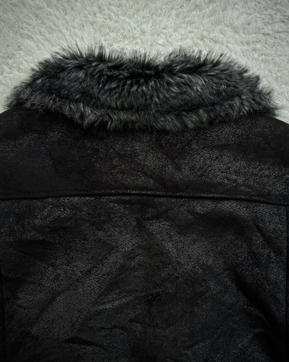 291295=HOMME Cracked Waxed Fur  Jacket