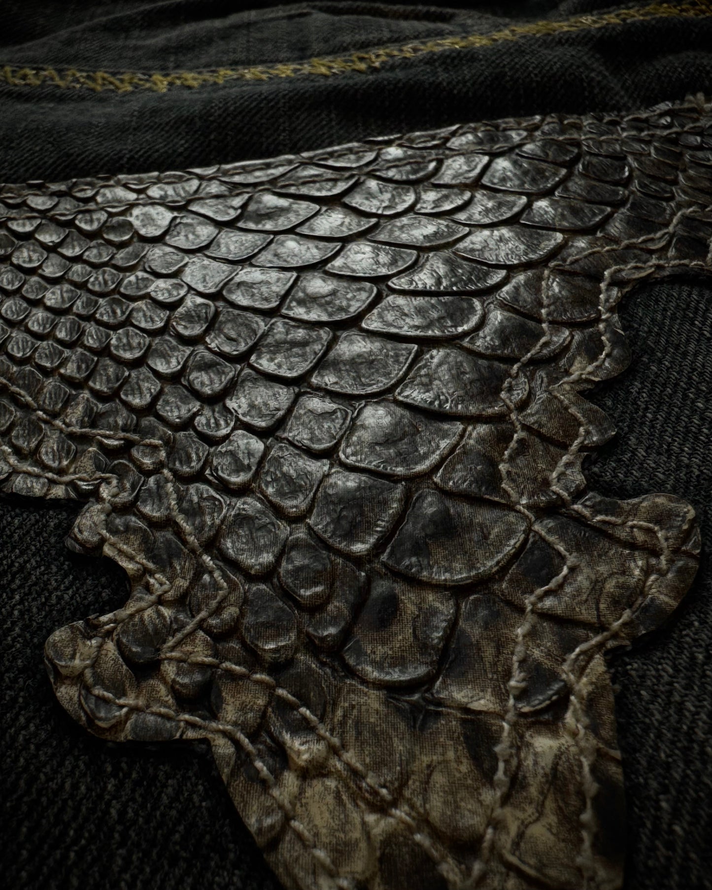 Semantic Design Python Detailed Sword Knee Bootcut Denim