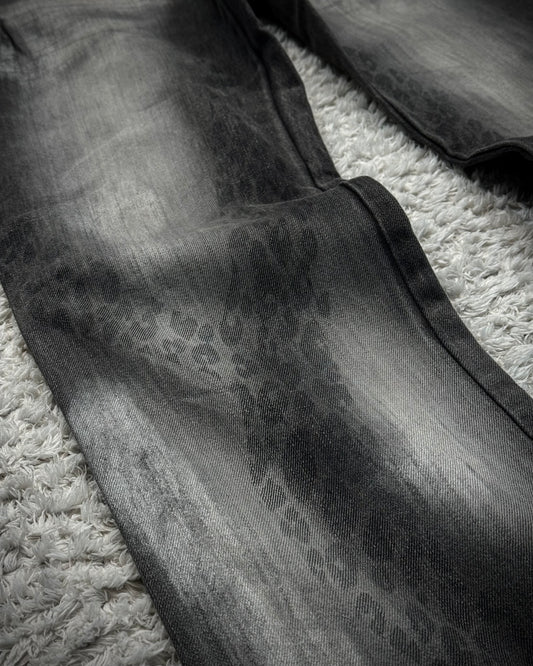 Semantic Design Leopard Clawmarks Washed Flared Jeans