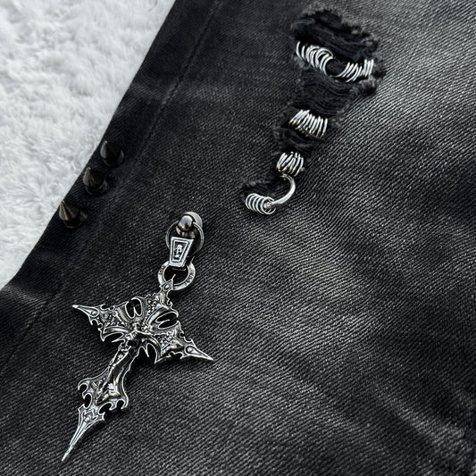 Fuga Pierced & Studded Flared Jeans
