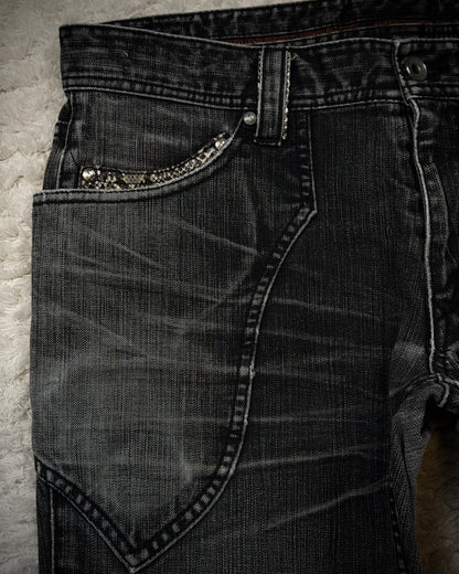 Nicole Club Python Detailed Whisker Washed Bootcut Jeans