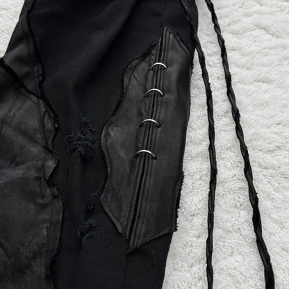 Shohei Takamiya „Hybrid“ Pierced Flared Leather Lace-Up Pants