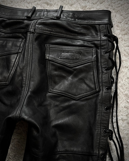 Polo Leather Lace Up Biker Pants