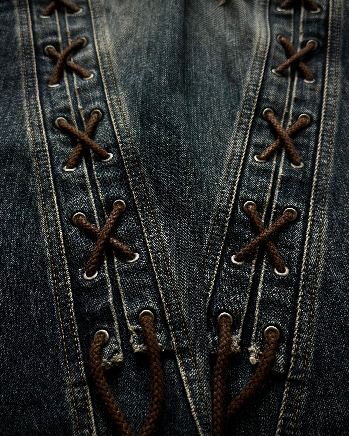Tornado Mart Spiral Lace Up Flared Jeans