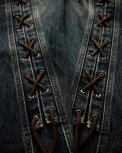 Tornado Mart Spiral Lace Up Flared Jeans